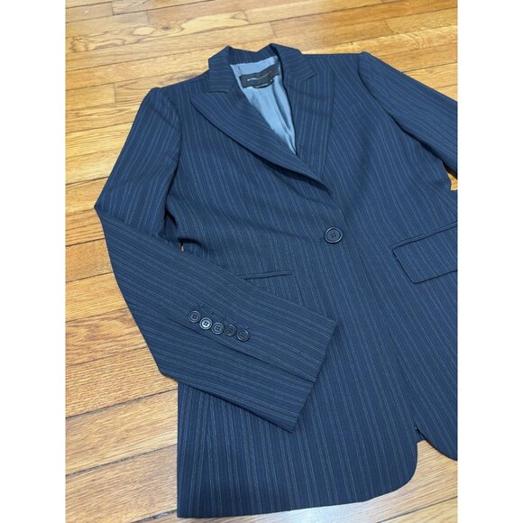 BCBG Max Azria Women's Blazer Jacket Size Small Gray Pinstriped 1 Button Career - Picture 2 of 6